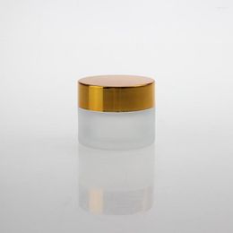 Storage Bottles Empty 100g Clear Frosted Cosmetic Container Gold Aluminum Lid Glass Jar For Sale