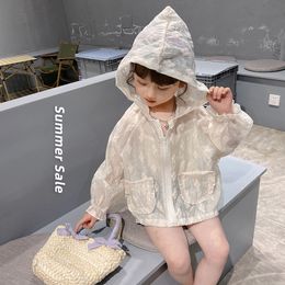 Jackets Baby Girls Sun Protection Clothing Summer Thin Breathable Cool Coat Hooded Ruffles Kids Girl Long Sleeev Floral Cardigan 230311