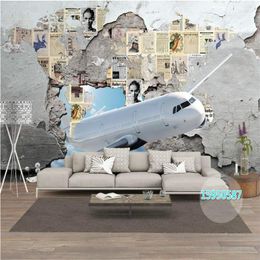 Wallpapers Retro Gray Shabby Brick Wall Spaper Paper 3D Bar Restaurant Industrial Decor Background Mural Wallpaper