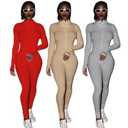 Women's Jumpsuits Rompers Streetwear White Knitted Sexy Bodycon Lucky Label Jumpsuit Women Overall Long Sleeve Skinny Rompers Womens Jumpsuit Female 230311