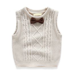 Waistcoat Fashion Spring Autumn Knitted Casual Boys Sweaters Vest Baby Preppy Style Kids Outerwear Children Knitwear 230311