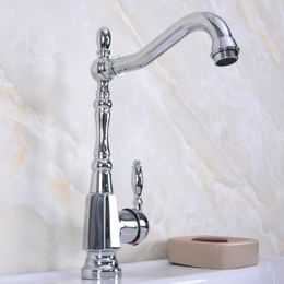 Kitchen Faucets Polished Chrome Brass Swivel Spout One Hole/Handle Kitchen/Bar Bathroom Sink Faucet &Cold Mixer Tap Anf923