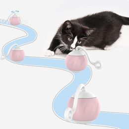 Cat Toys Pink Rechargeable Rotating Ball Durable With Feather Multiple Playing Methods