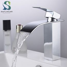 Bathroom Sink Faucets Brass Single Handle Single Hole Fashion Wash Basin Sink Faucet and Cold Waterfall Bathroom Faucet Deckmounted Faucet 230311