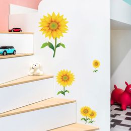 Sunflower Wall Stickers Small Fresh Plants Floral Living Room Background Decoration Sun Flower Stickers Wardrobe Stickers 1224069