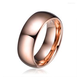 Wedding Rings Fashion Pure Tungsten 8MM Wide Rose Gold RRngs For Women Men Jewellery Big Size 7 To 13