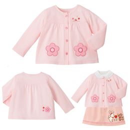 Jackets Miki Kids Girls Cartoon Flower Bunny Embroidered Jacket Cardigan Air Conditioning Suit Sun Protection Long Sleeve Tshirt 230311