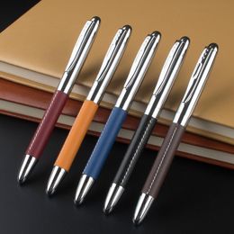 Gel Pens High Quality Leather Metal Rollerball Pen Luxury Ball Point For Writing Office School Suppliers Cute Stationary