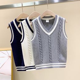 Waistcoat Children Vests SpringAutumn Kids Knitted Pullover Outerwear Coat For School Boys Girls 100160 Waistcoats 230311