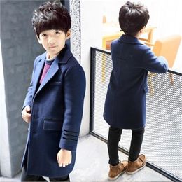 Coat Korean Boys Wool Winter England Style Kids Thick Outerwear Fashion Woollen Long Jackets Children Warm s 001 230311