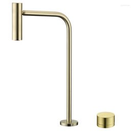 Bathroom Sink Faucets Creative Brushed Gold Basin Faucet Two Hole Rotating Widespread Black Tap Cold And Mixer