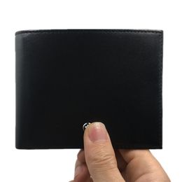 Classic Black Leather Men Credit Card Card Cartilhas de luxo para Business Man Office Male Wallet Mature Man Bifold Wallet Id Card C242E