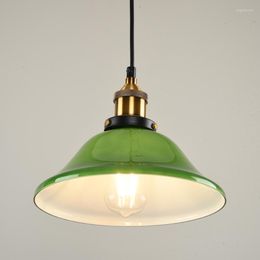 Pendant Lamps American Retro Nostalgic Industrial Style E27/E26 Restaurant Creative Bar Coffee Shop Emerald Green Glass Art Lamp