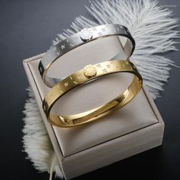 Bangle Roman Numerals Stainless Steel Gold Plated High Quality Letter Classic For Women Men Trendy Fashion Jewellery