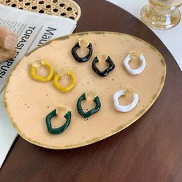 Hoop Earrings Origin Summer 4 Designs Enamel Irregular Geometric Earring For Women Multicolor Twist Rope Gold Metallic Jewellery
