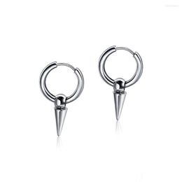 Hoop Earrings Simple Punk Stainless Steel Rivet Pendant For Man Trendy Ear Jewellery Gift Drop