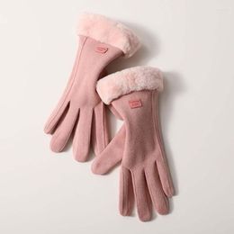 Cycling Gloves Mitten Ladies Winter Letter De Velvet Outdoor Korean Sports Riding Thick Warm Non-Slip Touch Screen Driving 21