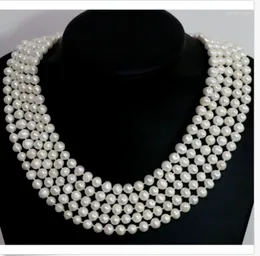 Chains Single Strands South Sea Round9-10mm White Pearl Necklace 100inch For Women Silver 925 Jewelry