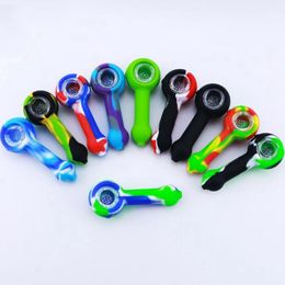 Latest More Colourful Silicone Cool Style Pipes Herb Tobacco Oil Rigs Glass Multihole Single Hole Philtre Bowl Handpipes Smoking Cigarette Hand Holder Tube DHL