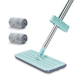 Mops Hands Free Wash Squeeze Mop with 2 Microfiber Pads 360 Degree Spin Mop Easy Self Wringing Cleaning Floor Mop 230311