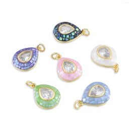 Pendant Necklaces Pandahall 5Pcs Mixed Color Teardrop Brass Pave Clear Cubic Zirconia Pendants With Jump Ring For Necklace Bracelet Jewelry