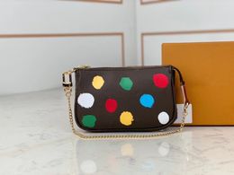 TOP Version Women Designer Clutch Bags Mini Pochette Accessoires M81866 With Colourful Polka Dots Lady Fashion Chain Purse