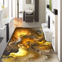 Wallpapers 3D Flooring Wallpaper Modern Personality Abstract Clouds Floor Tiles Bedroom Bathroom PVC Self Adhesive Waterproof 3 D Mural