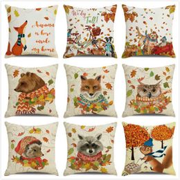 Pillow Happy Thanksgiving Cute Pet Autumn Harvest Festival Throw Case Inen Sofa Seat Cover Party Home Decor Pillowcase