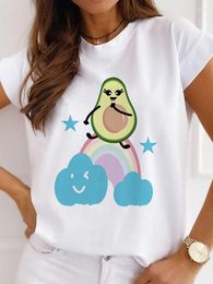 Women's T Shirts Fashion Women T-shirts Cartoon Kawaii Avocado Print Tops Tee Graphic Shirt Black 90s Girl Girls Tshirt