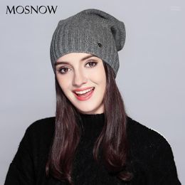 Beanies Beanie/Skull Caps MOSNOW Hat Female Autumn Winter Fashion 2023 Brand Classic Stripe Solid Knitted Warm Women's Hats Skullies #M Scot
