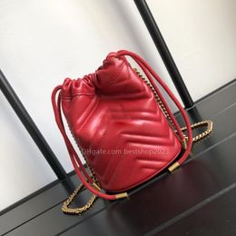Classic Black Mini Bucket Bag Luxury Women Handbag Crossbody Designer Bag Shoulder Bag Messenger Bag Chain Purse Drawstring Closure