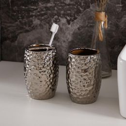Bath Accessory Set Toothbrush Cup Ceramic Wash Cups Couples Place The Holder Silver Bump Trend And Creativity Bathroom Supplies Retro