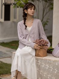 Women's Knits Tees MISHOW Mohair Knitted Cardigan Women 2023 Spring French Solid VNeck Knit Soft Gentle Knitwears Female Sweater Coats MXC11Z1162 230311