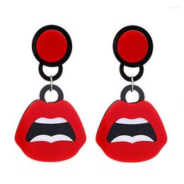 Dangle Earrings Geometric Sexy Red Lips Drop For Women Exaggerated Big Long Acrylic Hip Hop Night Club Pendientes Jewellery