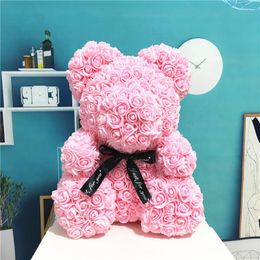 Artificial Flowers Rose Bear Multicolor Foam Rose Flower Teddy Bear Valentines Day Gift Birthday Party Spring Decoration