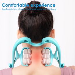 Other Massage Items Cervical Spine Massager Swan Shape Six-wheel Clamping Neck Massager Roller Pressing Manual Kneading Household Health Care Tools 230311
