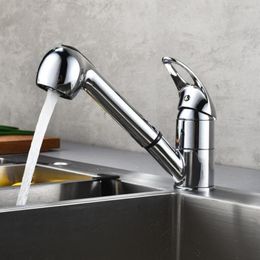 Kitchen Faucets Chrome Finished Faucet Two Function Single Handle Pull Out Mixer And Cold Water Taps Stream Sprayer Head Tap