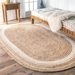 Carpets Natural Reed Handmade Cool Carpet For Summer Decoration Rug 90x150cm Japanese Style Oval Shaped Tatami Mat SALES