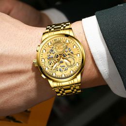 Wristwatches Luxury Fashion Green Dial Watch Men Waterproof Luminous Week Date Clock Sport Watches Mens Quartz Wristwatch