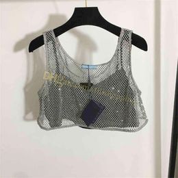 23SS Triangle Badge Diamond Tank Tops Womens Sling Tops Camis for Women Sexy Sleeves Summer Vest
