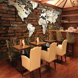 Wallpapers Retro Brick Wall Mural Bar Cafe Restaurant Industrial Decor Background Wallpaper 3D Clothing Store Paper