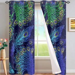 Curtain Curtains For Living Rom Drop 3D Printing Of Beautiful Peacock Feathers Decoration Bedroom Children's Room