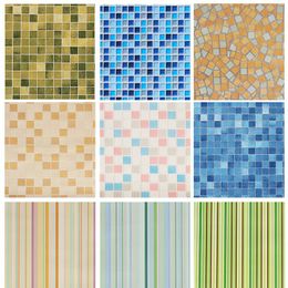 Wallpapers 0.45 10m Bathroom Wall Stickers PVC Mosaic Wallpaper Kitchen Waterproof Tile Plastic Self Adhesive Papers
