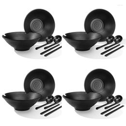 Bowls 8 Sets Salad Ramen Soup Mixing Dishware Set (With Chopsticks&Spoon) Home Kitchen Cereal Retail