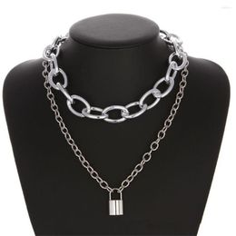 Chains Punk Multi Layer Chain Padlock Long Necklace For Women Men Jewellery Hip Hop Lock Pendants Necklaces BFF Party Gift