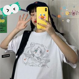 Women's T Shirts %100 Cotton Funny Cute Cartoon Shirt Tee Casual Ins Matsubara Heavy Women's Clothes Retro Short Sleeve Punk