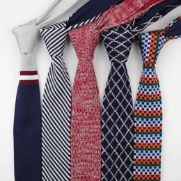Bow Ties Men's Colourful Tie Knit Knitted Necktie Diagonal Striped Color Narrow Slim Skinny Woven Plain Cravate Neckties