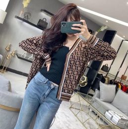 Knitted cardigan sweater high quality double F letter tees jacquard temperament V-neck thin knit jacket for men and women of the same style juicy gilet