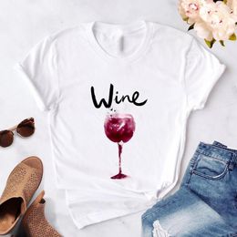 Women's T Shirts Summer Women Wine Glasses Tshirts Short-sleeve Print Tee Shirt Funny Ladies O Neck Ulzzang Female Black Tops Tees