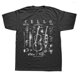 Men's T Shirts Funny Cello Vintage Patent Cellist Drawing Graphic Cotton Streetwear Short Sleeve Birthday Gifts Summer Style T-shirt